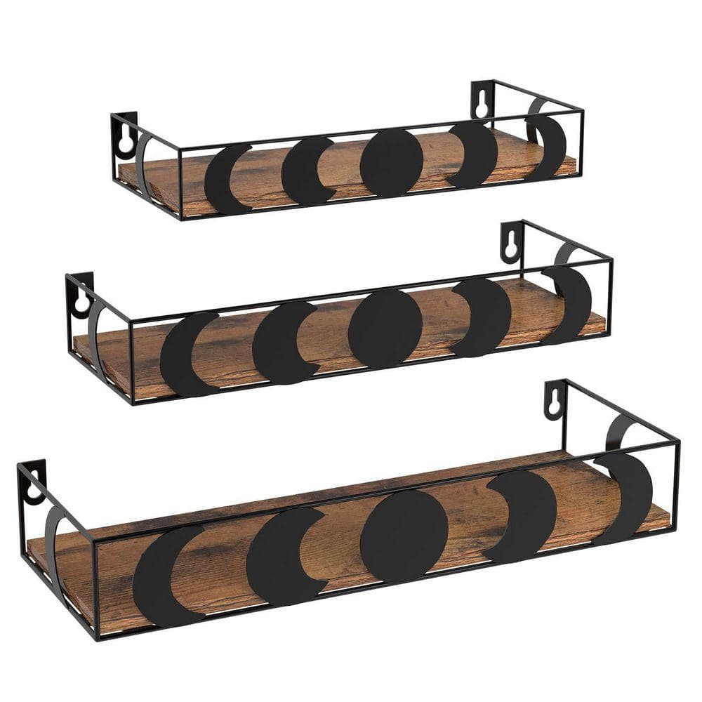 16 in. W x 5.1 in. D Brown Decorative Wall Shelf 3 Pack HPNX2QZQ