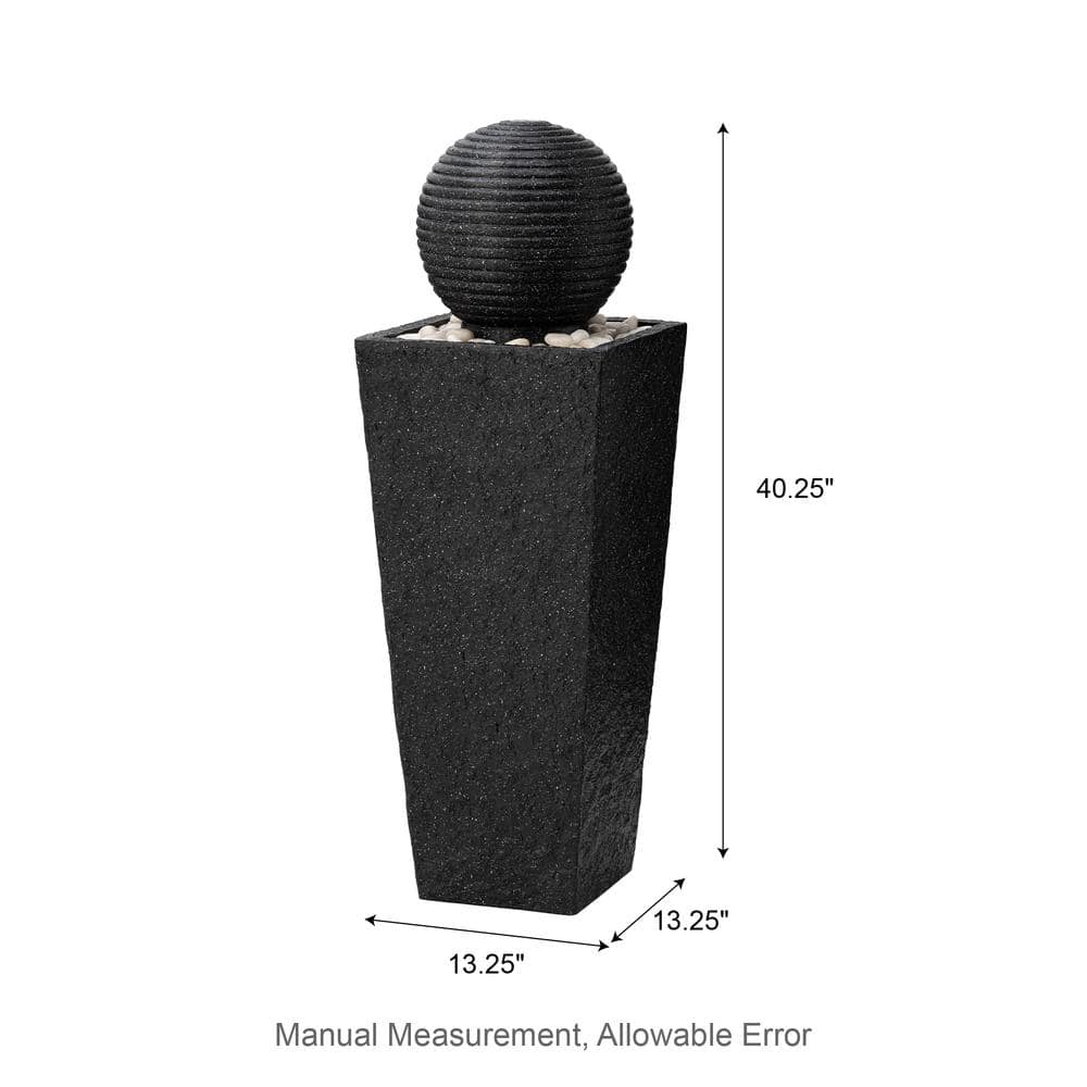 Modern Gray Polyresin Pedestal Fountain with LED Light