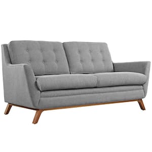 Beguile 72 in. Expectation Gray Polyester 2-Seat Loveseat with Wooden Legs