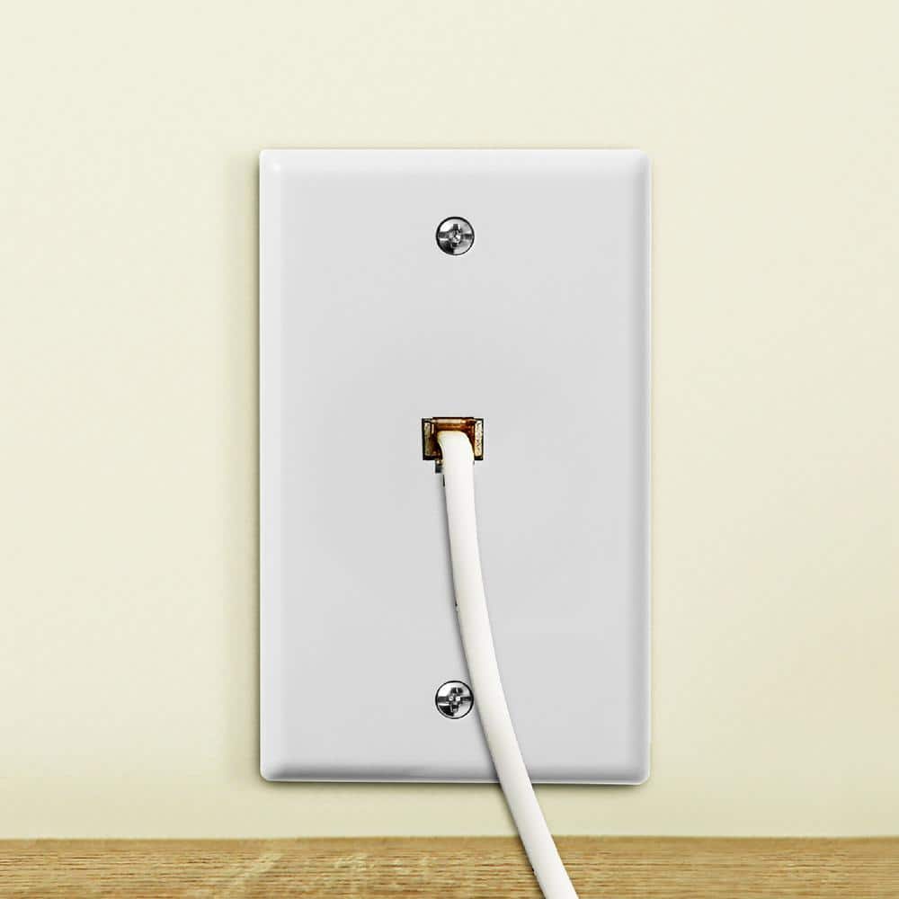 White Single Gang Plastic Telephone Jack Wall Plate, 5-Pack