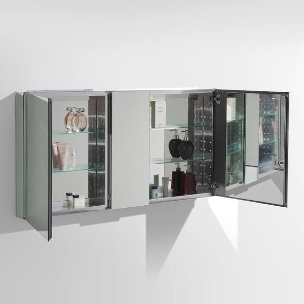 49 in. W x 26 in. H x 5 in. D Frameless Recessed or Surface-Mount 4-Shelf Bathroom Medicine Cabinet 49 in. W x 26 in. H x 5 in. D Frameless Recessed or Surface-Mount 4-Shelf Bathroom Medicine Cabinet