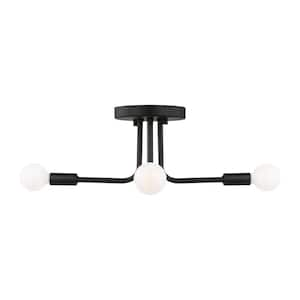 Van 17.75 in. 4-Light Midnight Black Contemporary Dimmable Indoor/Outdoor Semi-Flush Mount Ceiling Fixture