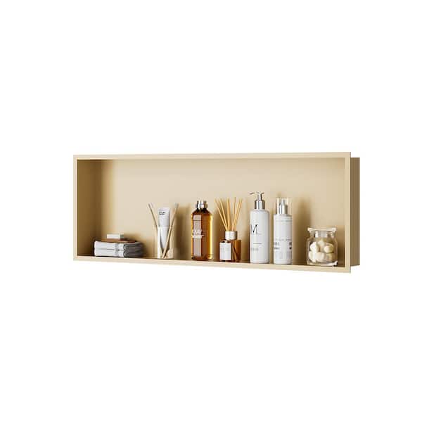 Simple Project 36 in. H x 12 in. W x 4 in. D Shower Niche No Tile Needed 304 Stainless Steel, Recessed Shower Niche Shelf in Matte Gold