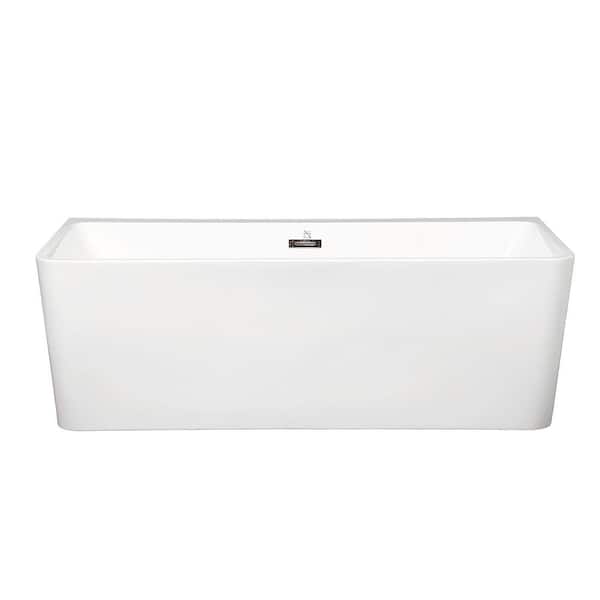 CASAINC 67 in. Acrylic Flatbottom Non-Whirlpool Bathtub in White