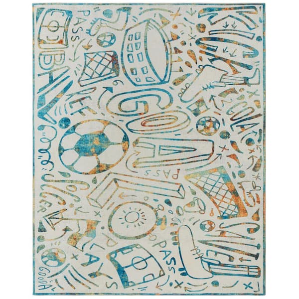 Sportsglyphs 4 ft. x 6  ft. Multi Western Area Rug