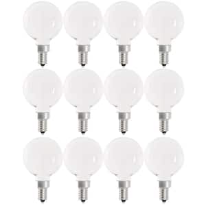 40-Watt Equivalent G16.5 Globe Dimmable Filament White Glass E12 LED Vintage Edison LIght Bulb, Daylight 5000K (12-Pack)