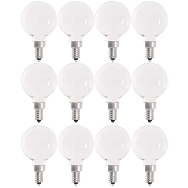 Feit Electric 40-Watt Equivalent G16.5 Globe Dimmable Filament White Glass E12 LED Vintage Edison LIght Bulb, Daylight 5000K (12-Pack)