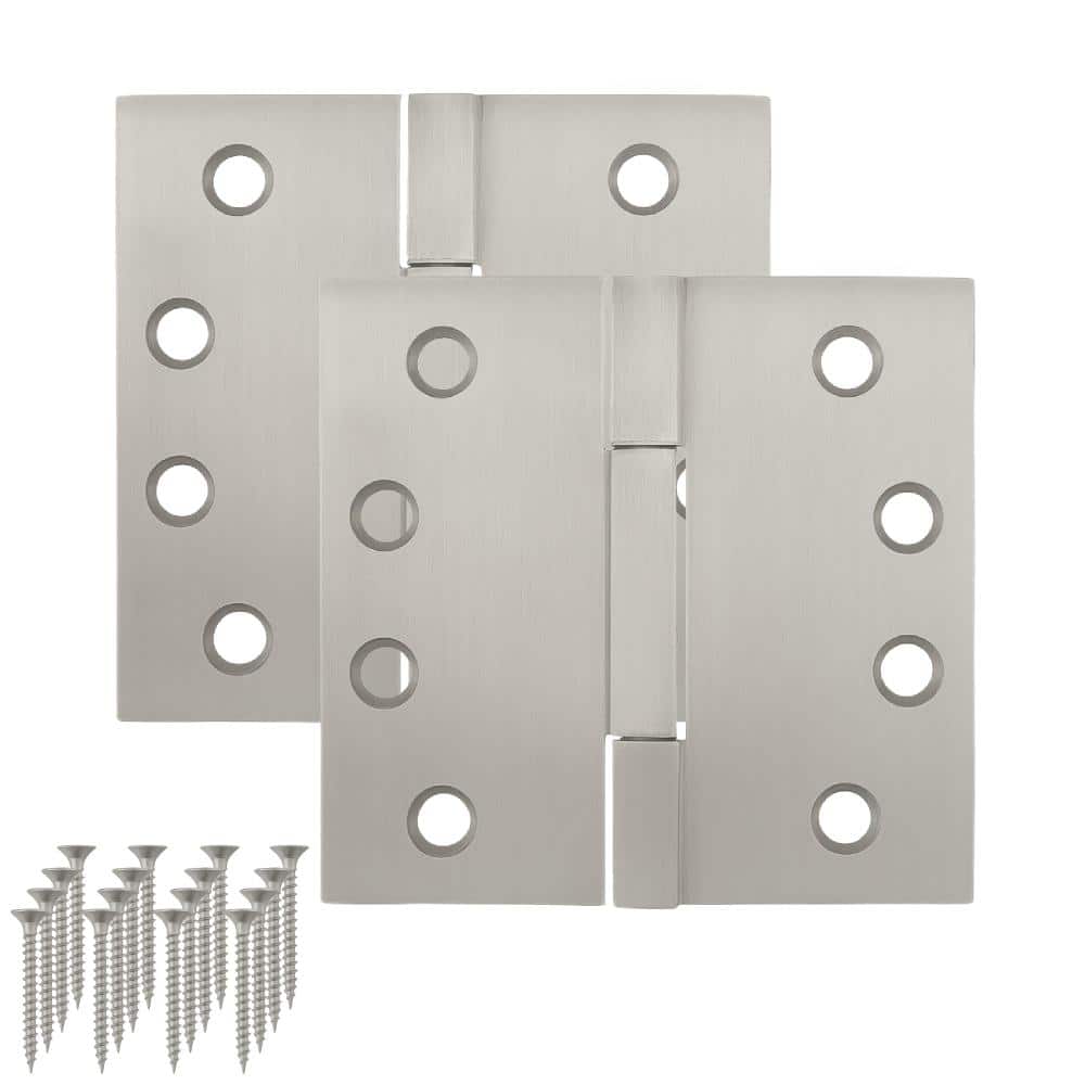 Door Hinges with Square Corners (2 Pack), 4x4'' Zinc Alloy Door Hinge Set, Heavy Duty Hinges - Satin Nickel price history on PriceWatchPro