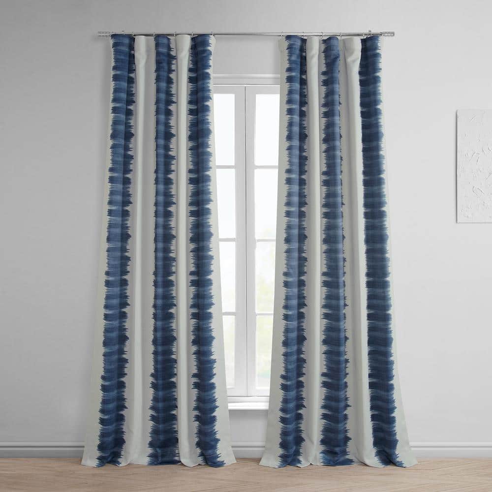 Flambe Blue Ikat Print Blackout Twin Curtains