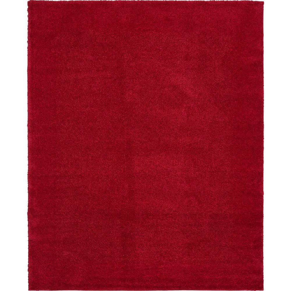 Calabasas Plush Red Shag Rug, 8' x 10', Kid-Friendly and Stain-Resistant