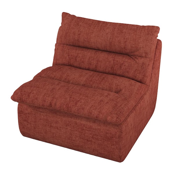 Unbranded Modern Armless Composite Outdoor Chaise Lounge, Lazy Floor Sofa, Bean Bag Couch, with Orange Cushions