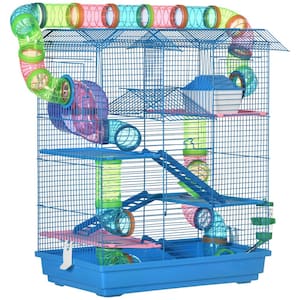 5-Tier Hamster Cage with Tubes and Tunnels, Water Bottle, Food Dish, Exercise Wheel
