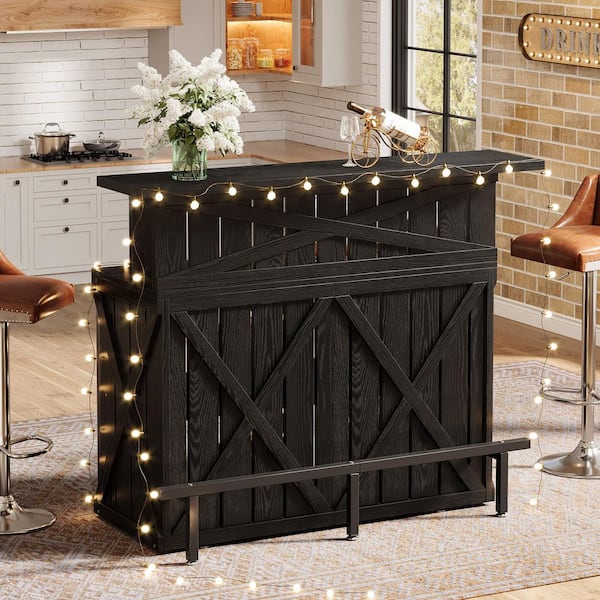 BYBLIGHT Kearsten Black 63 in. Bar Height Pub Table