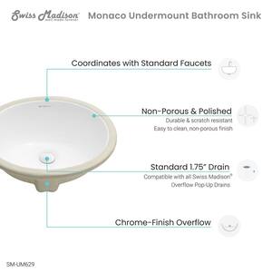 Monaco 16.5 in. Oval Under-Mount Bathroom Sink in White