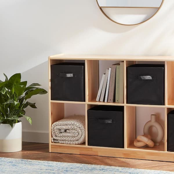 Unbranded Black 10.5 in. x 11 in. Fabric Decorative Basket Set of 6