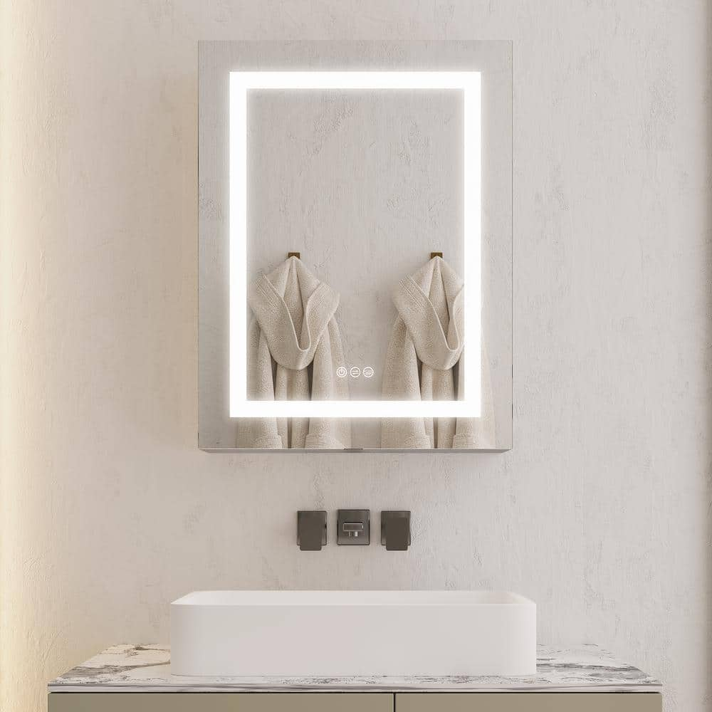 20 in. W x 28 in. H Rectangular Aluminum Frameless LED Lighted Medicine Cabinet with Mirror -  Zeus & Ruta, CCTYUWWK7892