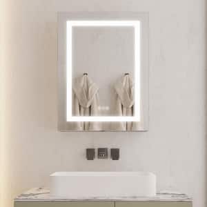 20 in. W x 28 in. H Rectangular Aluminum Frameless LED Lighted Medicine Cabinet with Mirror