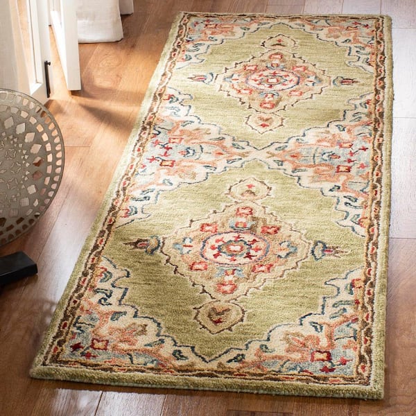 Aspen 2 ft. x 15 ft. Sage/Brown Oriental Runner Rug