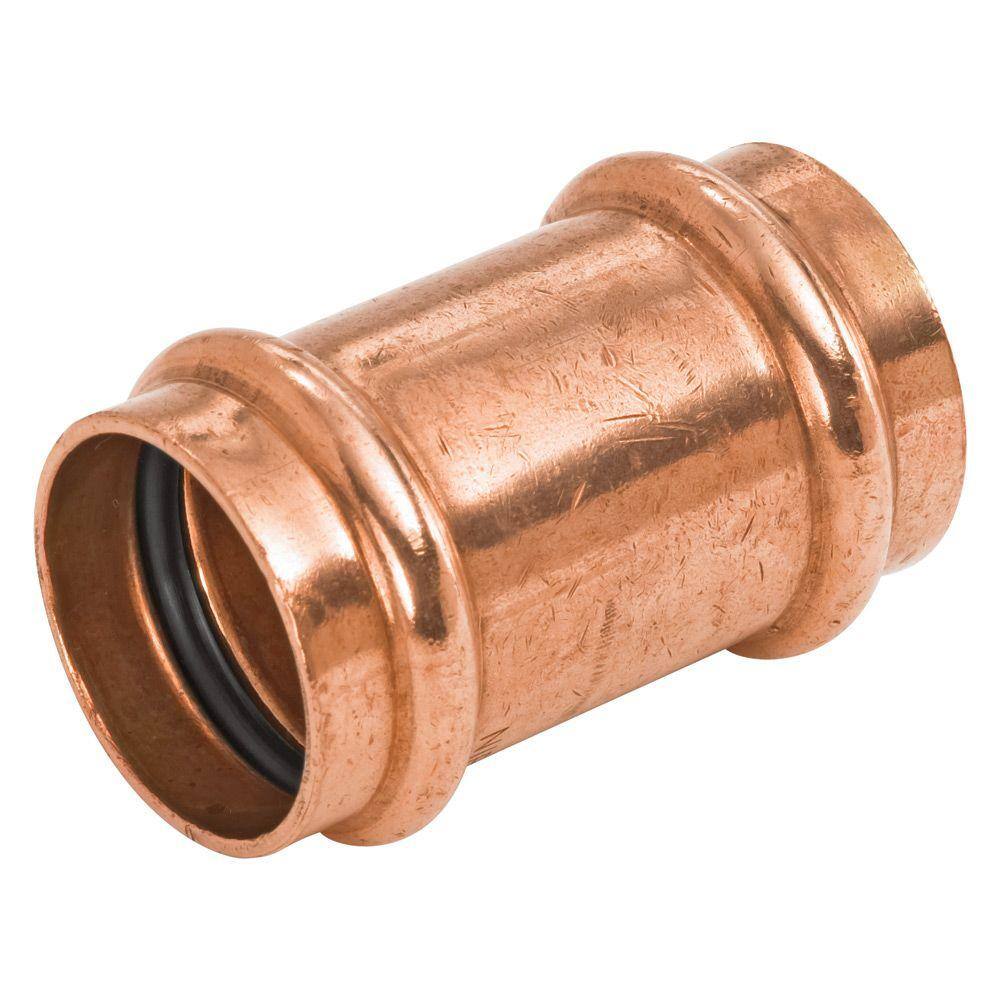 50-Pack GUOFIS Copper Press Fittings, 3/4 Inch Press X 3/4 Inch PEX Crimp Coupling Copper Fittings Adapter For Copper Tube/PEX Pipe Connection With Stop