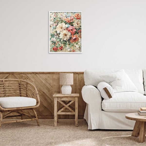 Aged Abstract Flowers by Franklyn Gregory White Framed Nature Giclee Art Print 30 in. x 24 in.