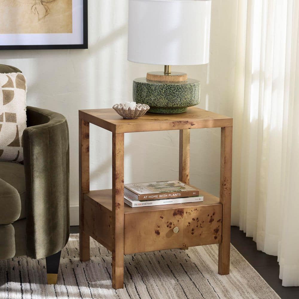 SAFAVIEH Willshine 18 in. Natural Square Veneer End Table ACC6613A