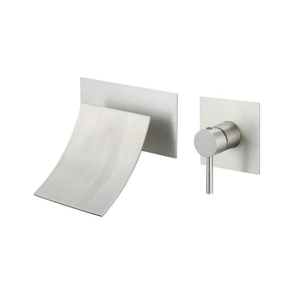 Unbranded Single-Handle Wall Mount Bathroom Faucet with Waterfall in Brushed Nickel