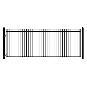 Madrid Style 18 ft. x 6 ft. Black Steel Single Swing Driveway Fence Gate