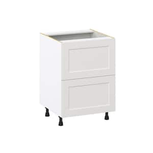 24 in. W x 24 in. D x 34.5 in. H Littleton Painted in Gray Shaker Assembled Base Kitchen Cabinet with 2 Drawers