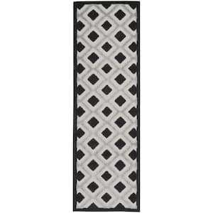 Charlie 2 X 8 ft. Black and White Geometric Indoor/Outdoor Area Rug