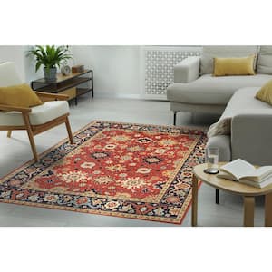 Rust 10 ft. x 14 ft. Hand-Knotted Wool Traditional Mahal Rug Arear Rug