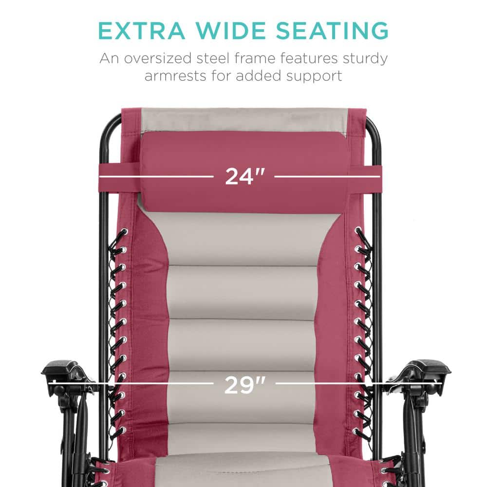 Oversized Pink and Taupe Zero Gravity Beach Lounger with Arms