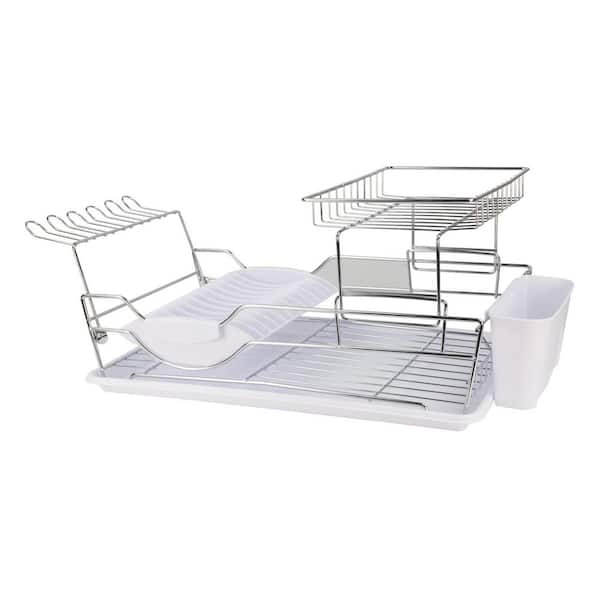 HDS Trading Corp 18.5 in. x 12.5 in. x 5.25 in. 2-Tier Dish Drainer in Black