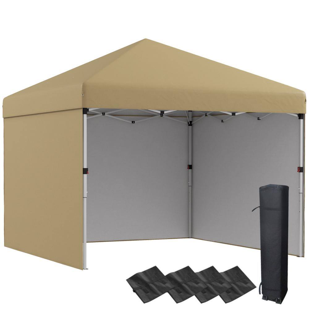 10 ft. x 10 ft. Beige Pop Up Canopy Tent with 3-Sidewalls Leg Weight Bags Carry Bag Height Adjustable price history on PriceWatchPro