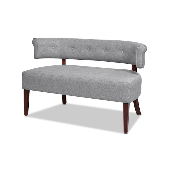 Jennifer Taylor Jared 51 in. Light Grey Yarn Dyed Tufted Linen 2-Seater Armless Settee with Wood Frame