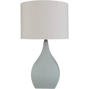 Micawber 25.5 in. Ice Blue Indoor Table Lamp with White Drum Shaped Shade