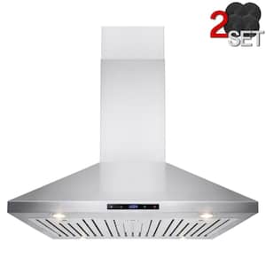 36 in. 343 CFM Convertible Kitchen Island Mount Range Hood in Stainless Steel with Touch Control and 2 Set Carbon Filter