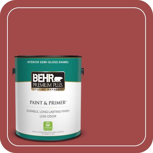 BEHR PREMIUM PLUS 1 gal. #ICC-107 Crimson Semi-Gloss Enamel Low Odor Interior Paint & Primer
