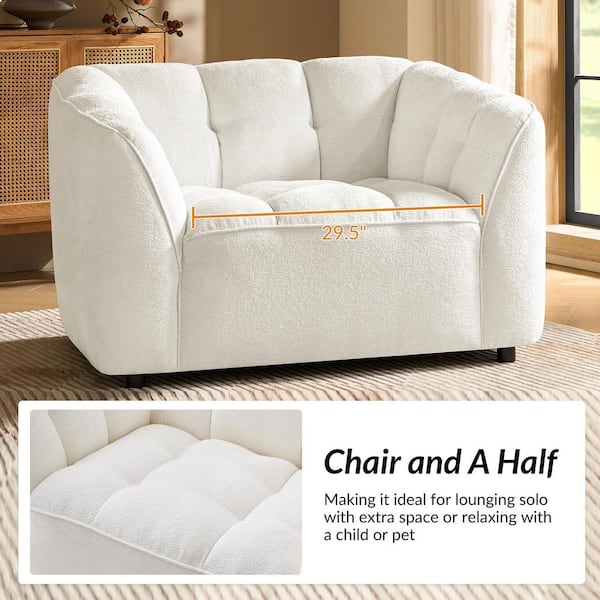 JAYDEN CREATION Hulda Ivory Boucle Oversized Armchair (Set of 2