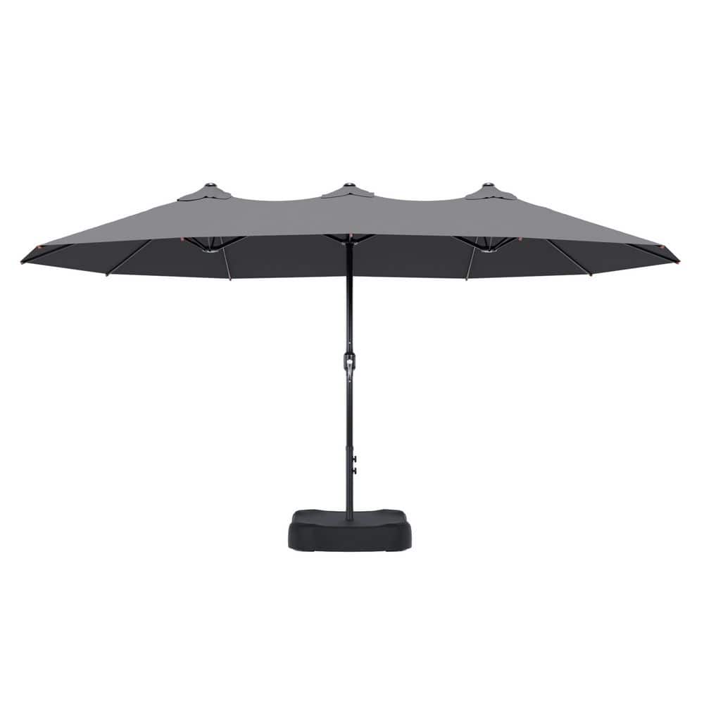 15 ft. x 8.7 ft. Market Double Sided Umbrella Outdoor Patio Umbrella Twin Umbrellas in Gray with Base price history on PriceWatchPro