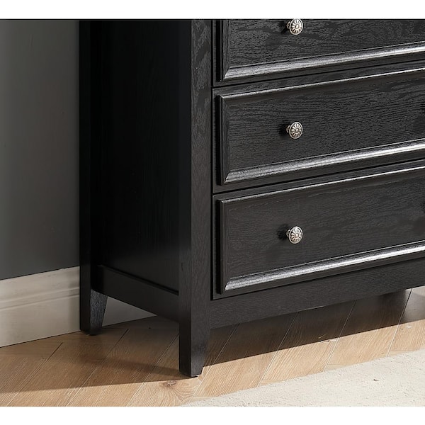 CSC DECOR INC Black 6 Drawers 31.5 in. Wide Chest of Drawers Farmhouse 6 Drawers Dresser for Bedroom Wood Tall Storage Drawers Cabinet