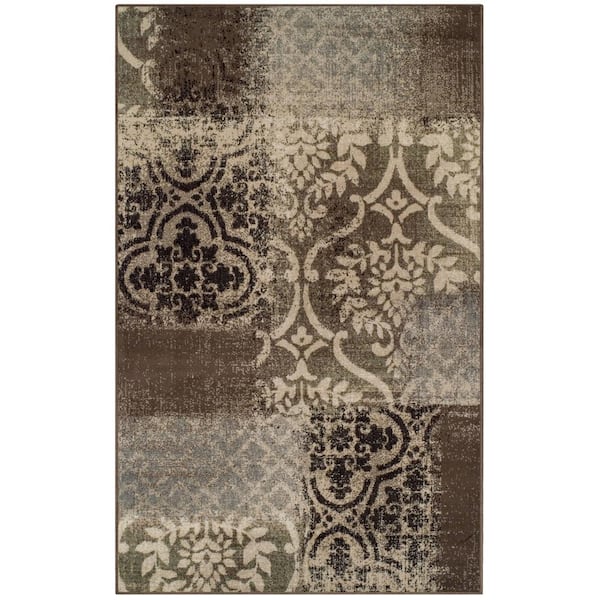 Bristol Ivory-Light Blue 8 ft. x 10 ft. Rectangle Patchwork Scroll Polypropylene Area Rug