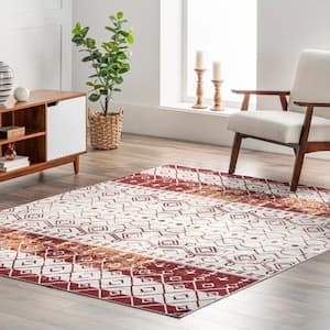 Audrey Machine Washable Red 3 ft. x 5 ft. Moroccan Area Rug
