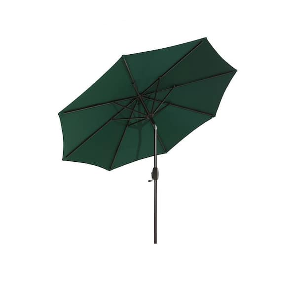 maocao hoom 9 ft. Aluminum Outdoor Market Patio Umbrella with Push Button Tilt and Crank in Green