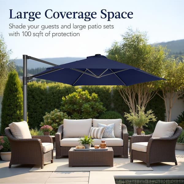best patio umbrella under $100 Best Choice Products 10ft 360 Rotating Cantilever Offset Hanging Patio Umbrella
