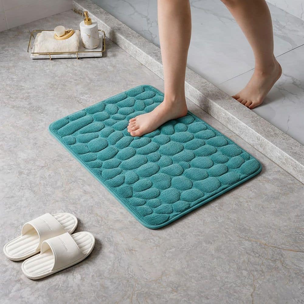 EVIDECO French home goods 3D Cobble Peacock Blue 20 in. x 32 in
