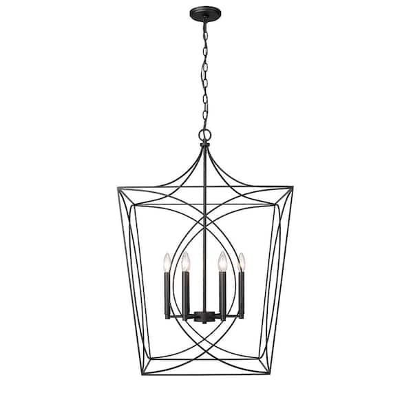 Tracy 24 in. 6-Light Matte Black Indoor Pendant Light