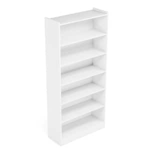 Eulas 78.74 in. H Tall White Wood 7-Shelf Standard Bookcase with Large Storage Shelves