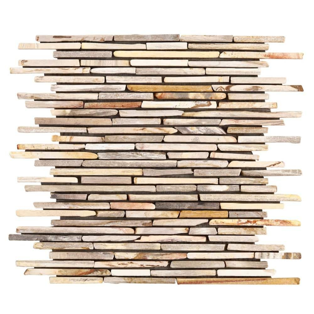 Dixiewood Cracked Joint Brown 4 in. x 0.35 in. Marble Floor and Wall Mosaic Tile Sample -  Ivy Hill Tile, EXT3RD107398