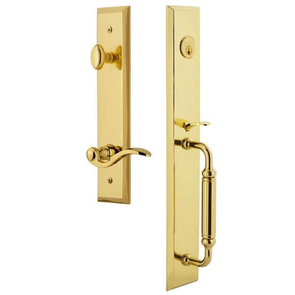 Grandeur Fifth Avenue Lifetime Brass 1-Piece Door Handleset with C Grip and Bellagio Lever - Left Handed