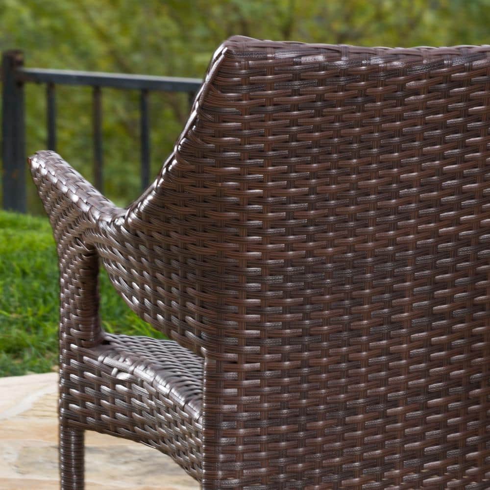 Cliff Multi Brown Wicker Outdoor Dining Chair Set